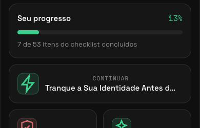 Tela do app mostrando progresso geral e próximo passo